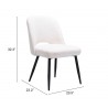 Zuo Modern Teddy Dining Chair in Ivory - Seat Dimension