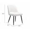 Zuo Modern Teddy Dining Chair in Ivory - Seat Dimension - Zuo Modern Teddy Dining Chair in Ivory - Seat Dimension