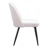 Zuo Modern Teddy Dining Chair in Ivory - Side View