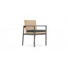 Azzurro Terra Dining Chair With Matte Charcoal Aluminum Frame and Natural All-Weather Wicker - Angled