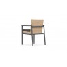 Azzurro Terra Dining Chair With Matte Charcoal Aluminum Frame and Natural All-Weather Wicker - Back Angled