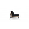 Azzurro Terra Club Chair In Matte Charcoal Aluminum And Natural All-Weather Wicker With Midnight Cushion - Side