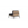 Azzurro Terra Club Chair In Matte Charcoal Aluminum And Natural All-Weather Wicker With Midnight Cushion - Back Angle