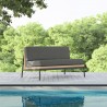 Azzurro Terra 2 Seat Sofa With Matte Charcoal Aluminum And Natural All-Weather Wicker With Midnight Cushion - Lifestyle