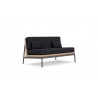 Azzurro Terra 2 Seat Sofa With Matte Charcoal Aluminum And Natural All-Weather Wicker With Midnight Cushion - Angled