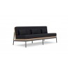 Azzurro Terra 3 Seat Sofa With Matte Charcoal Aluminum And Natural All-Weather Wicker With Midnight Cushion - Angled