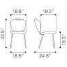 Zuo Modern Terrence Dining Chair (Set of 2) Vintage Brown- Seat Dimension