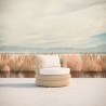 Azzurro Texoma Swivel Club Chair In Natural Aluminum And Almond All-Weather Wicker With Cloud Cushion - Lifestyle