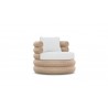 Azzurro Texoma Swivel Club Chair In Natural Aluminum And Almond All-Weather Wicker With Cloud Cushion - Angled View