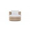 Azzurro Texoma Swivel Club Chair In Natural Aluminum And Almond All-Weather Wicker With Cloud Cushion - Front