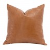 Essentials For Living The Better Together 22" Essential Pillow in Whiskey Brown Top Grain Leather, Jute - Set of Two - Front Angle