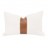Essentials For Living The Split Decision 20" Essential Lumbar Pillow in Whiskey Brown Top Grain Leather Stripe - Set of Two - Front Angle