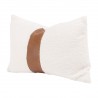 Essentials For Living The Split Decision 20" Essential Lumbar Pillow in Whiskey Brown Top Grain Leather Stripe - Set of Two - Front Side Angle
