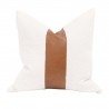 Essentials For Living The Split Decision 20" Essential Pillow in Whiskey Brown Top Grain Leather Stripe - Set of Two - Front Angle