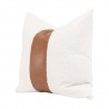 Essentials For Living The Split Decision 20" Essential Pillow in Whiskey Brown Top Grain Leather Stripe - Set of Two - Front Side Angle