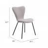 Thibideaux Dining Chair (Set of 2) in Light Grey- seat dimension