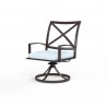 La Jolla Swivel Dining Chair in Canvas Skyline w/ Self Welt - Front Side Angle