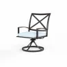 La Jolla Swivel Dining Chair in Canvas Skyline w/ Self Welt - Front Side Angle - La Jolla Swivel Dining Chair in Canvas Skyline w/ Self Welt - Front Side Angle