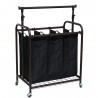 Oceanstar 3-Bag Rolling Laundry Sorter with Adjustable Hanging Bar - Bronze