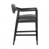 Sunpan Keagan Counter Stool in  Brentwood Charcoal Leather - Side Angle