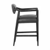 Sunpan Keagan Counter Stool in  Brentwood Charcoal Leather - Side Angle - Sunpan Keagan Counter Stool in  Brentwood Charcoal Leather - Side Angle