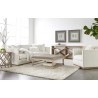 Essentials For Living Townsend Upholstered Coffee Table in Performance Windowpane Pebble - Lifestyle 