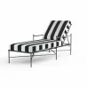 Provence Chaise Lounge in Cabana Classic w/ Self Welt* Grade B - Front Side Angle - Provence Chaise Lounge in Cabana Classic w/ Self Welt* Grade B - Front Side Angle
