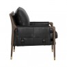 Sunpan Mauti Lounge Chair Dark Brown - Cortina Black Leather - Side Angle