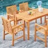 Vifah Olina Honey 7-Piece Fish Bone Eucalyptus Wooden Outdoor Dining Set, Top Angle - Vifah Olina Honey 7-Piece Fish Bone Eucalyptus Wooden Outdoor Dining Set, Top Angle