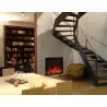 Amantii 48” Fireplace With A Steel Trim and Glass Inlay - 20 Piece Log Set With Remote And Cord - Lifestyle 1 - Amantii 48” Fireplace With A Steel Trim and Glass Inlay - 20 Piece Log Set With Remote And Cord - Lifestyle 1