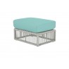 Miami Ottoman in Dupione Celeste w/ Self Welt - Front Side Angle