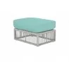 Miami Ottoman in Dupione Celeste w/ Self Welt - Front Side Angle - Miami Ottoman in Dupione Celeste w/ Self Welt - Front Side Angle