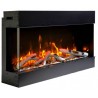Amantii 30" Unit - 10 5/8" In Depth 3 Sided Glass Fireplace - Orange Flame Angled View