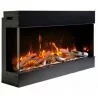 Amantii 30" Unit - 10 5/8" In Depth 3 Sided Glass Fireplace - Orange Flame Angled View - Amantii 30" Unit - 10 5/8" In Depth 3 Sided Glass Fireplace - Orange Flame Angled View