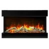 Amantii 30" Unit - 10 5/8" In Depth 3 Sided Glass Fireplace - Orange Flame Front View - Amantii 30" Unit - 10 5/8" In Depth 3 Sided Glass Fireplace - Orange Flame Front View