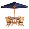 6-Piece Round Folding Table Set With Blue Umbrella