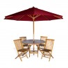 6-Piece Round Folding Table Set With Red Umbrella