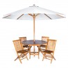 6-Piece Round Folding Table Set With White Umbrella