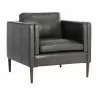 Sunpan Richmond Armchair - Brentwood Charcoal Leather - Front Side Angle - Sunpan Richmond Armchair - Brentwood Charcoal Leather - Front Side Angle