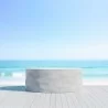 Azzurro Living Tulum Coffee Table In White Rock Concrete - Lifestyle - Azzurro Living Tulum Coffee Table In White Rock Concrete - Lifestyle