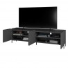Manhattan Comfort Mid-Century Modern Bogardus 70.86 TV Stand with 4 Shelves Black Open View