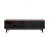 Manhattan Comfort Duane 59.25 Modern Ribbed TV Stand in Dark Brown And Black Front