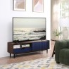 Manhattan Comfort Duane Modern Ribbed 4 Piece Living Room Set:  TV Stand in Dark Brown and Blue