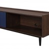 Manhattan Comfort Duane 59.25 Modern Ribbed TV Stand in Dark Brown And Blue Half
