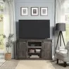 Manhattan Comfort Myrtle 60" TV Stand with 2 Sliding Doors in Heavy Brown - Manhattan Comfort Myrtle 60" TV Stand with 2 Sliding Doors in Heavy Brown
