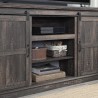 Manhattan Comfort Myrtle 60" TV Stand with 2 Sliding Doors in Heavy Brown Open