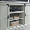 Manhattan Comfort Myrtle 60" TV Stand with 2 Sliding Doors in Cream Oak Open