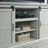Manhattan Comfort Myrtle 60" TV Stand with 2 Sliding Doors in Cream Oak Open - Manhattan Comfort Myrtle 60" TV Stand with 2 Sliding Doors in Cream Oak Open
