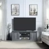 Manhattan Comfort Franklin 60" TV Stand with 2 Doors and Open Shelves in Grey - Manhattan Comfort Franklin 60" TV Stand with 2 Doors and Open Shelves in Grey
