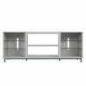Manhattan Comfort Brighton 60" TV Stand with Glass Shelves and Media Wire Management in Beige Front